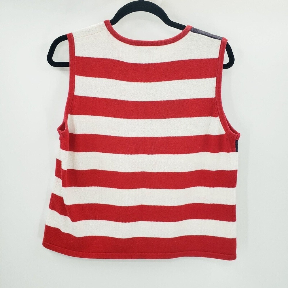 Goodclothes American Flag Sweater Womens XL Sleeveless Red White Blue Holiday - Picture 8 of 10